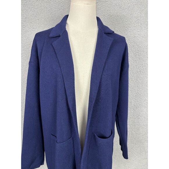 Ak Anne Klein Petite Open-Front Long-Sleeve Blazer Cardigan Size PS Blue NWT's - Picture 2 of 8